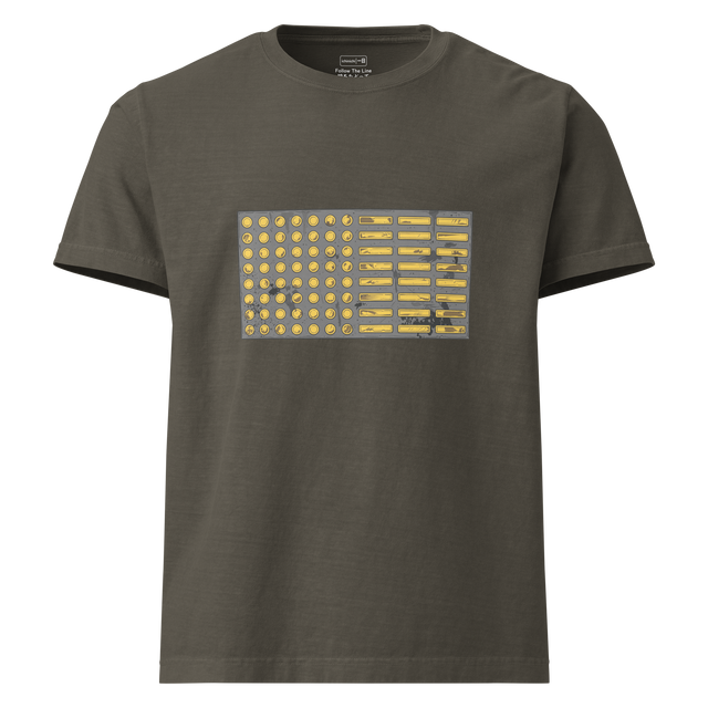 Detailed top-down marker illustration of Tokyo tactile paving on an oversized t-shirt.