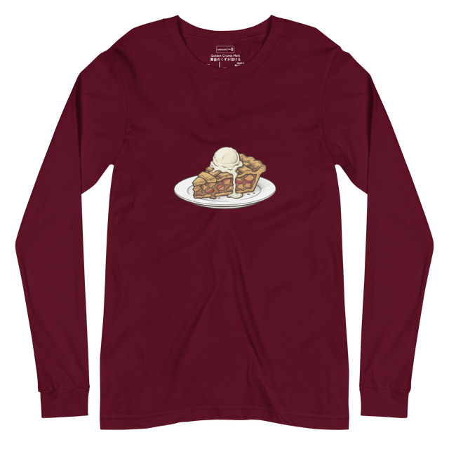 Vibrant marker drawing of apple pie and ice cream on a plate, printed on a Long Sleeve T-Shirt.