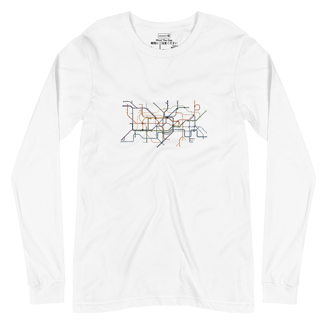 Minimalist vector lines representing a transit system on a Long Sleeve T-Shirt.