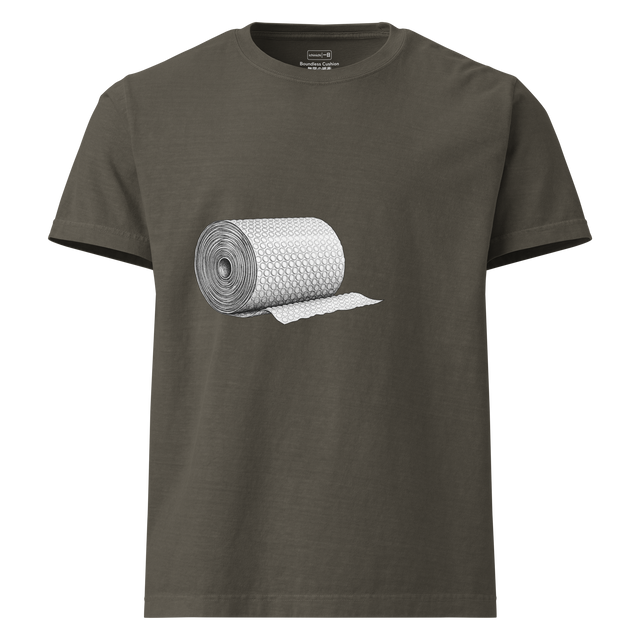 An oversized presentation of a stippled bubble wrap roll design on an Oversize T-Shirt.