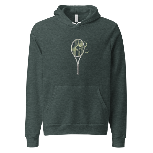 Abstract line work of a broken tennis racquet string on a Pullover Hoodie.