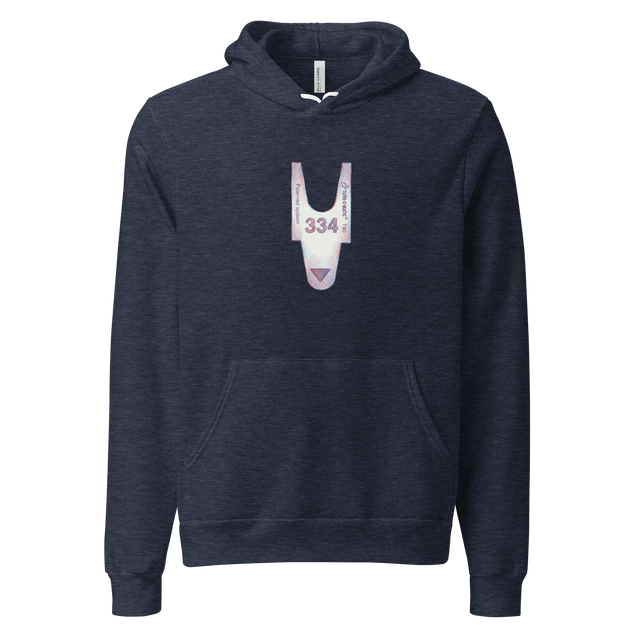 Abstract ticket design with number 334 in red and blue on a Pullover Hoodie.