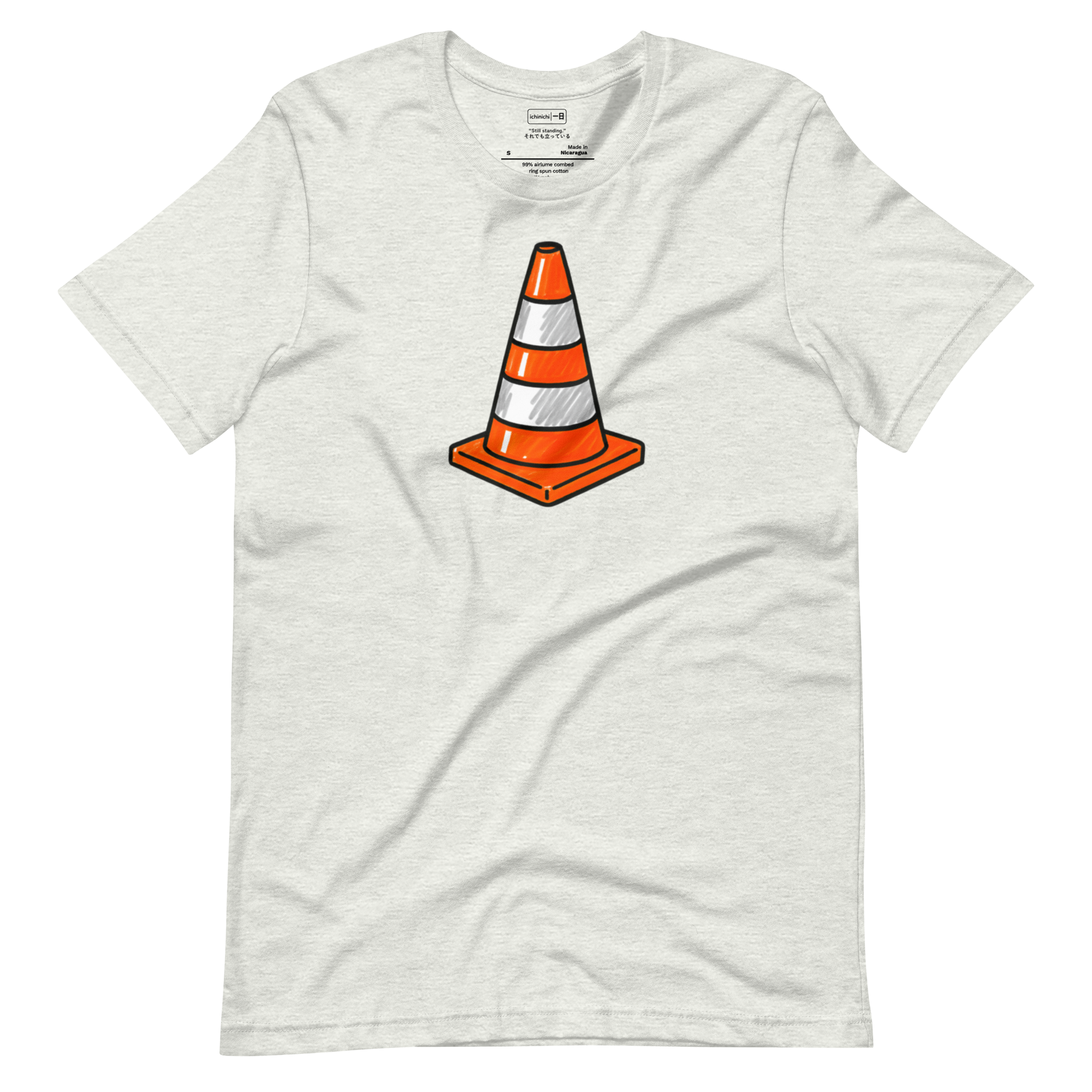 Minimalist illustration of a single orange traffic cone symbolizing calm reliability and balance in motion.