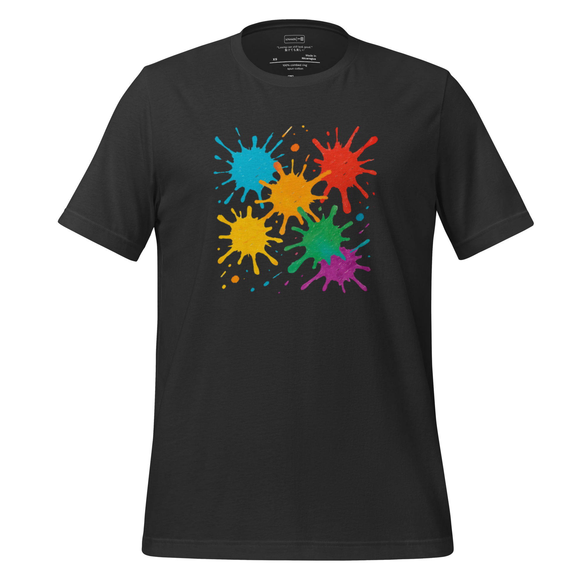 Minimalist abstract paintball splatter in bright colors showing artistic chaos and playful defeat.