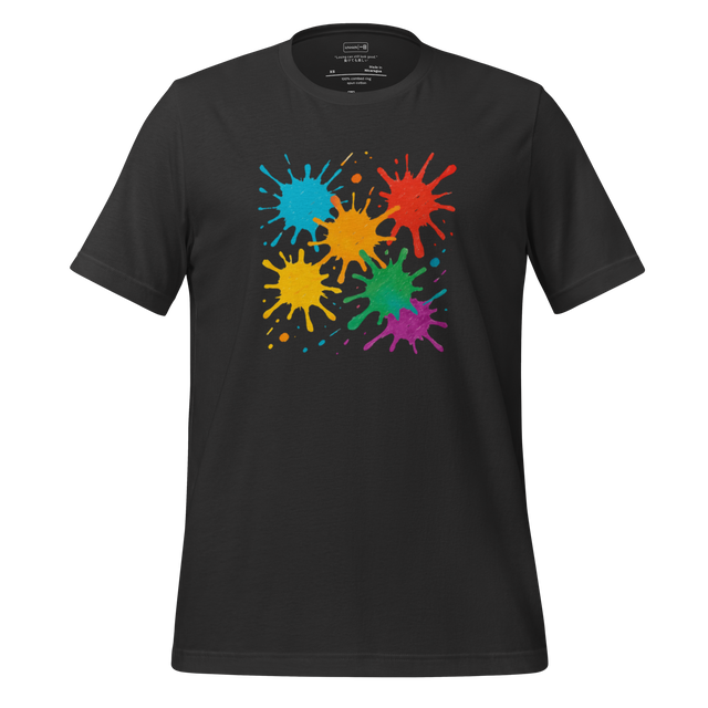 Minimalist abstract paintball splatter in bright colors showing artistic chaos and playful defeat.