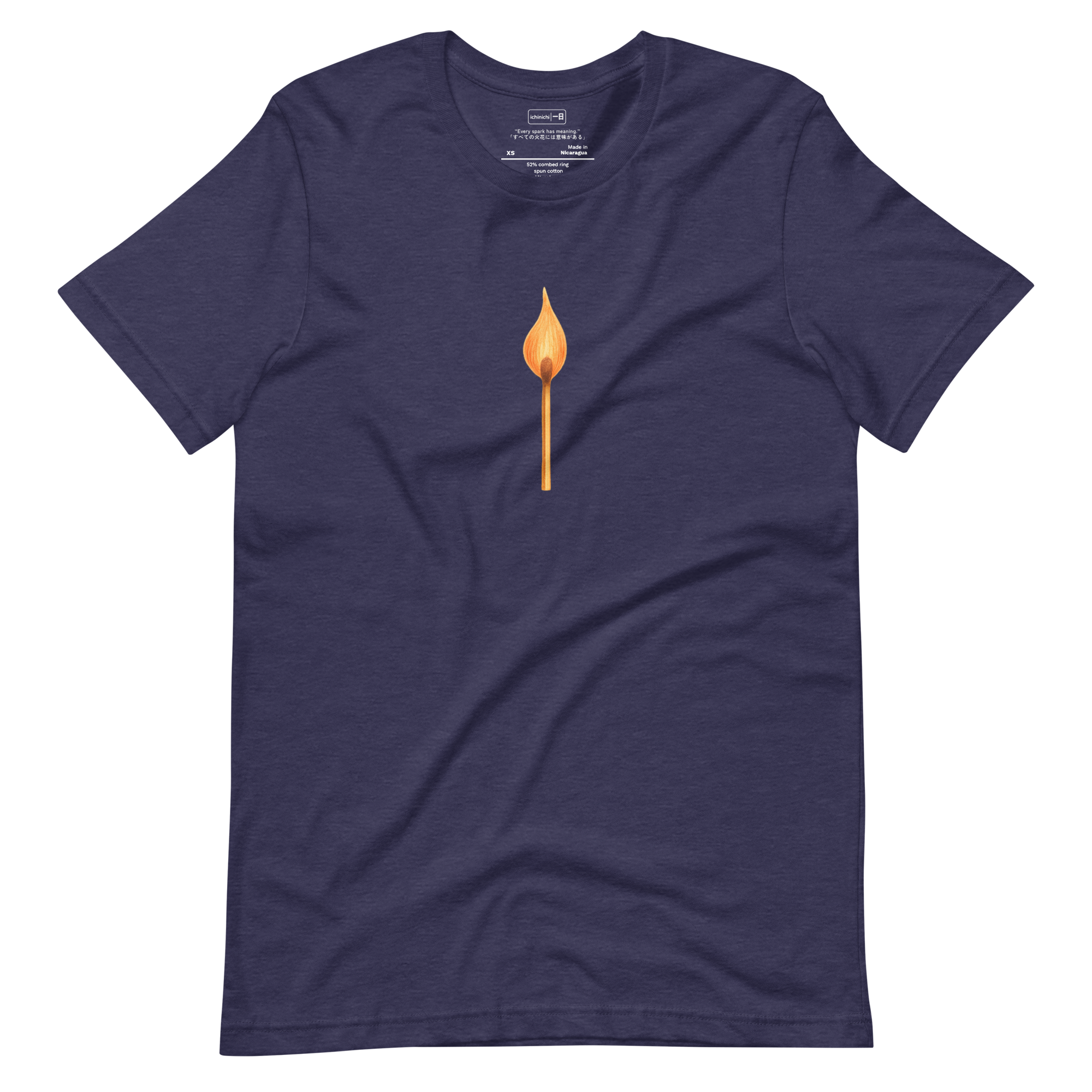 Minimalist match illustration with glowing flame symbolizing spark and energy