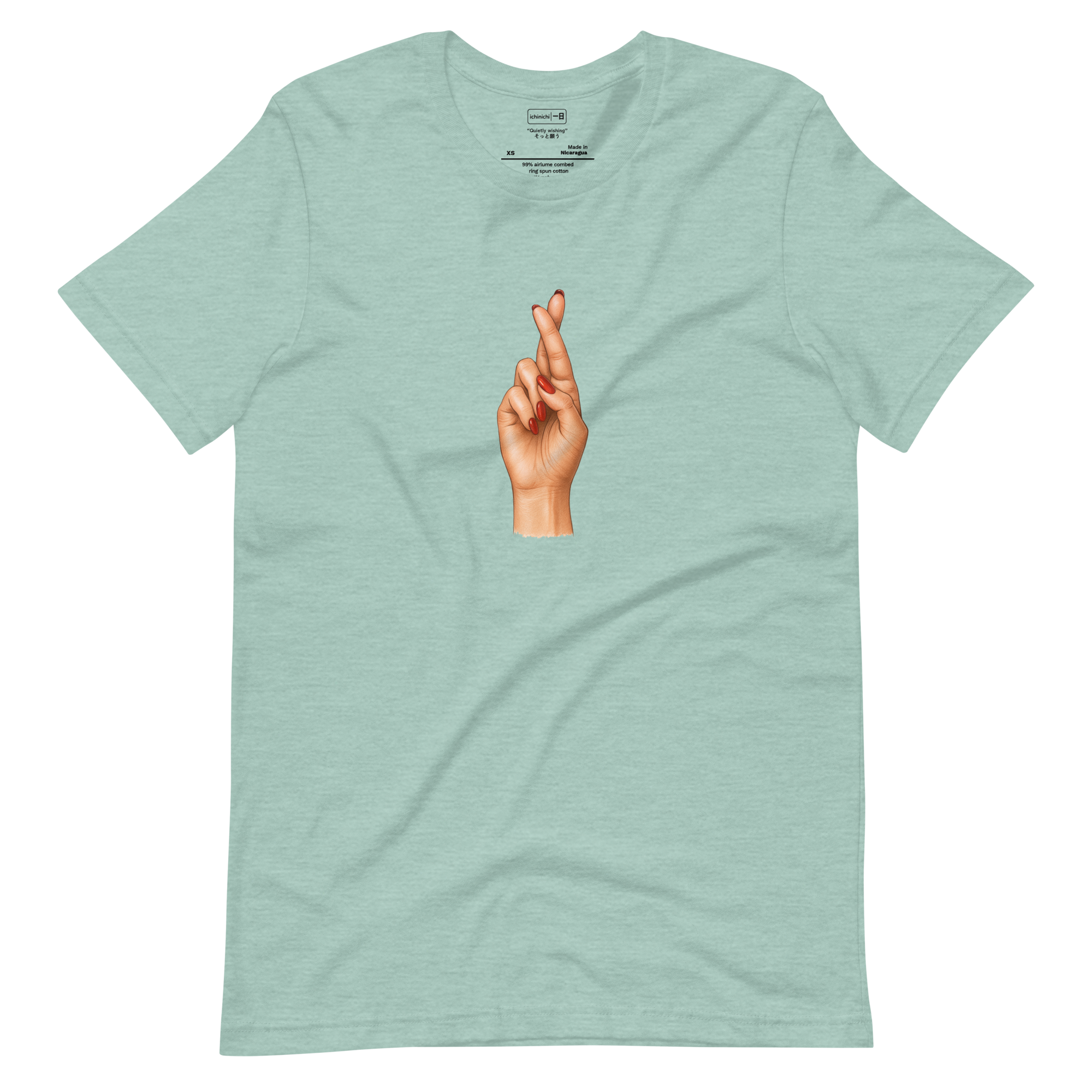 Realistic hand with fingers crossed, drawn in photorealistic detail