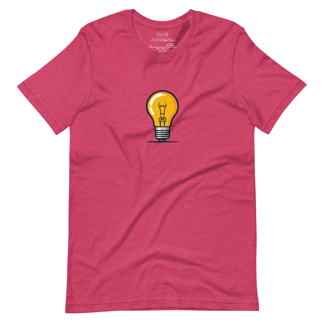 Minimalist line drawing of an old-fashioned 60-watt lightbulb with visible filament, clean modern T-Shirt design.