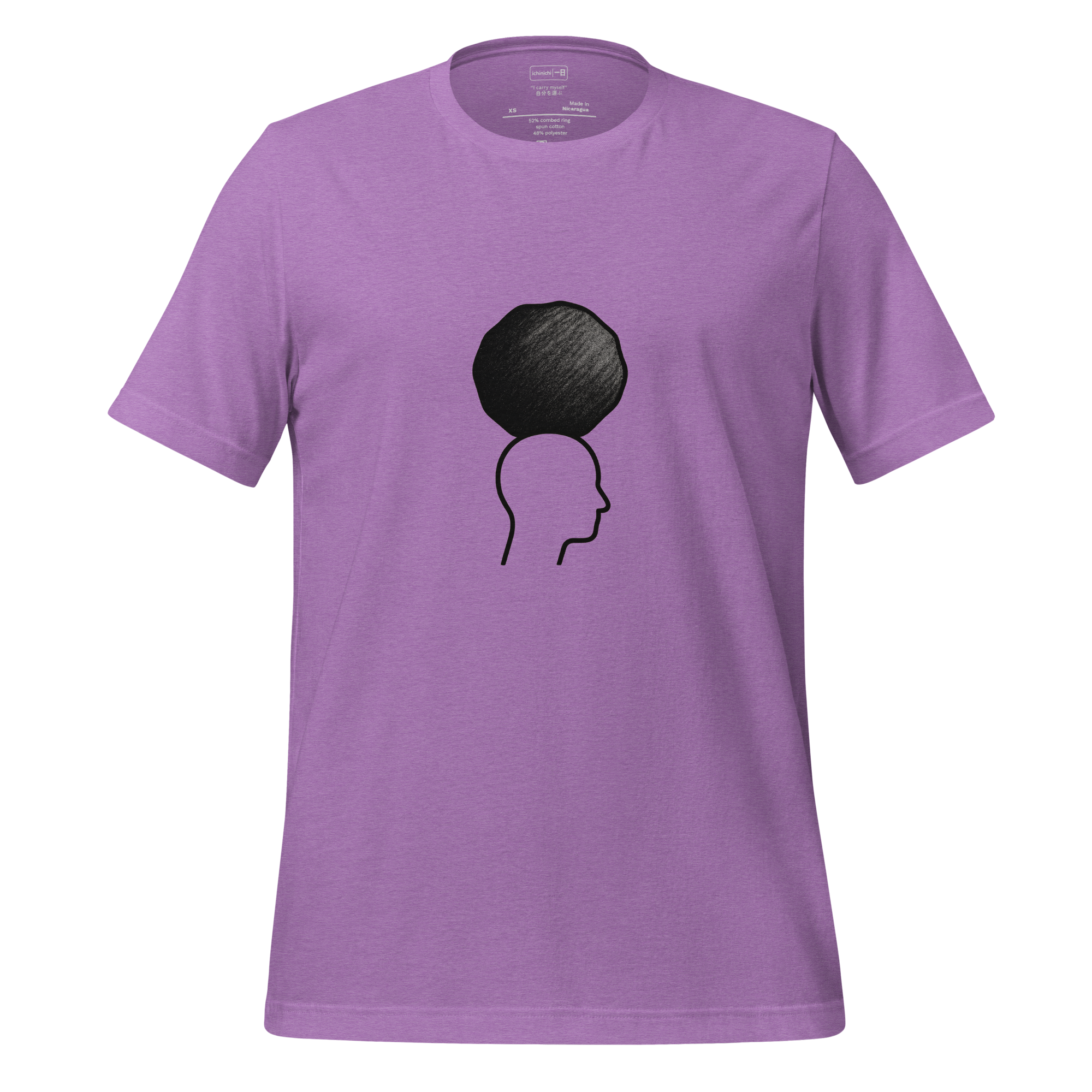 Heavy Head #125 - Minimalist line drawing of head with boulder symbolizing mental weight and heavy thoughts