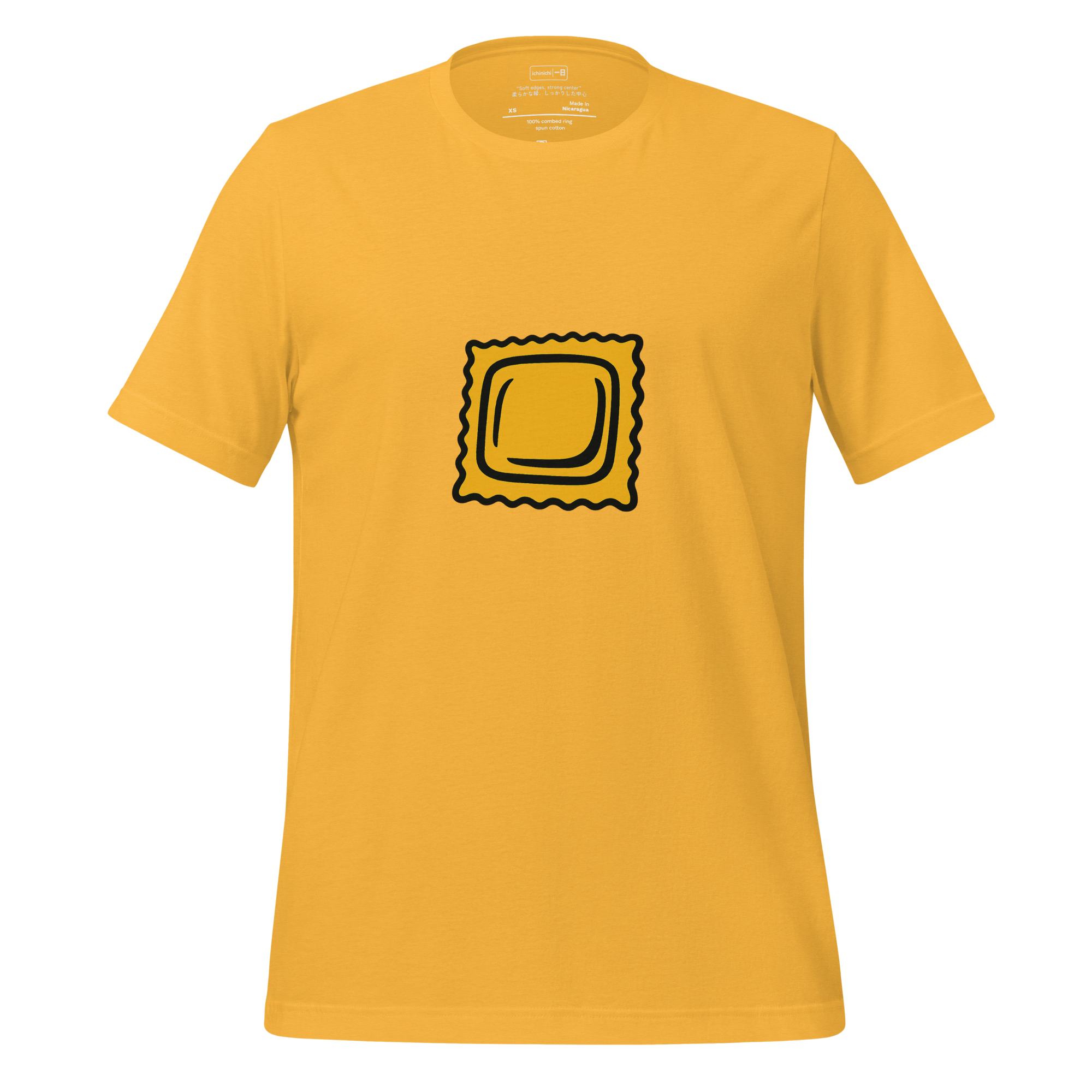 Ravioli #119 - Minimal line drawing of square ravioli with crimped edges symbolizing comfort and craftsmanship