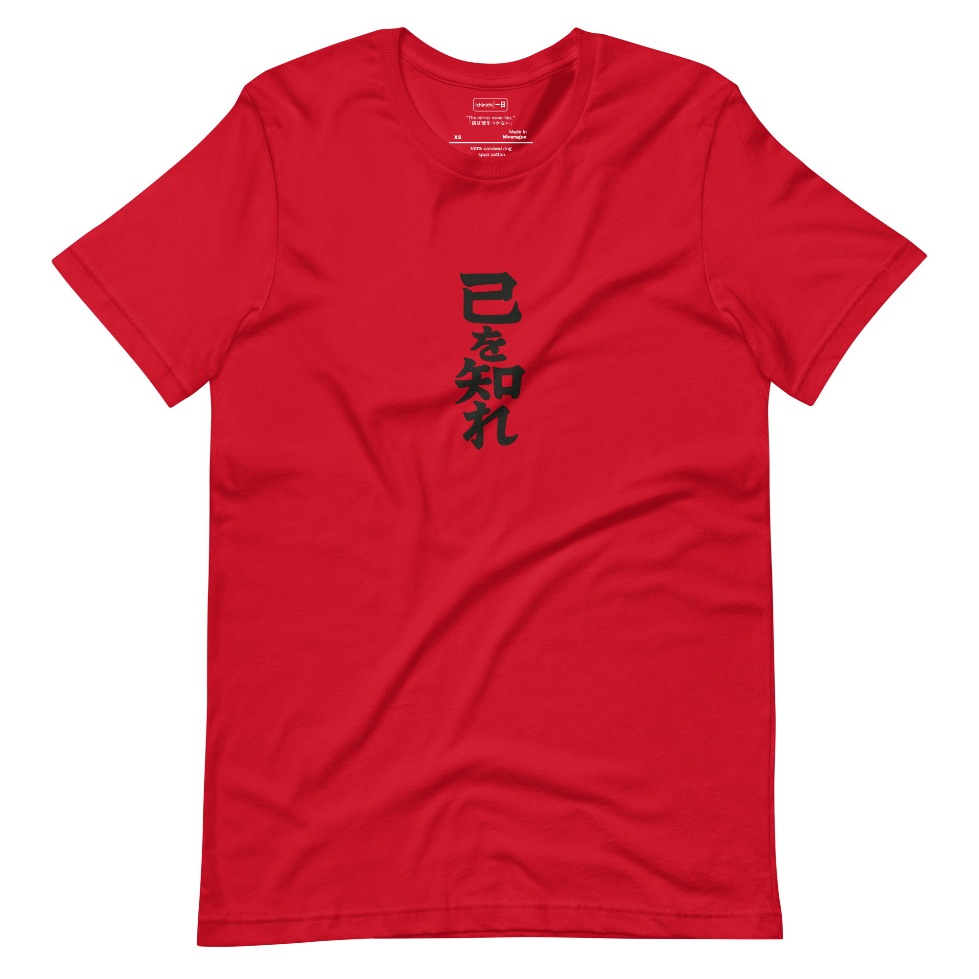 Minimalist kanji design 己を知れ meaning know yourself in bold strokes