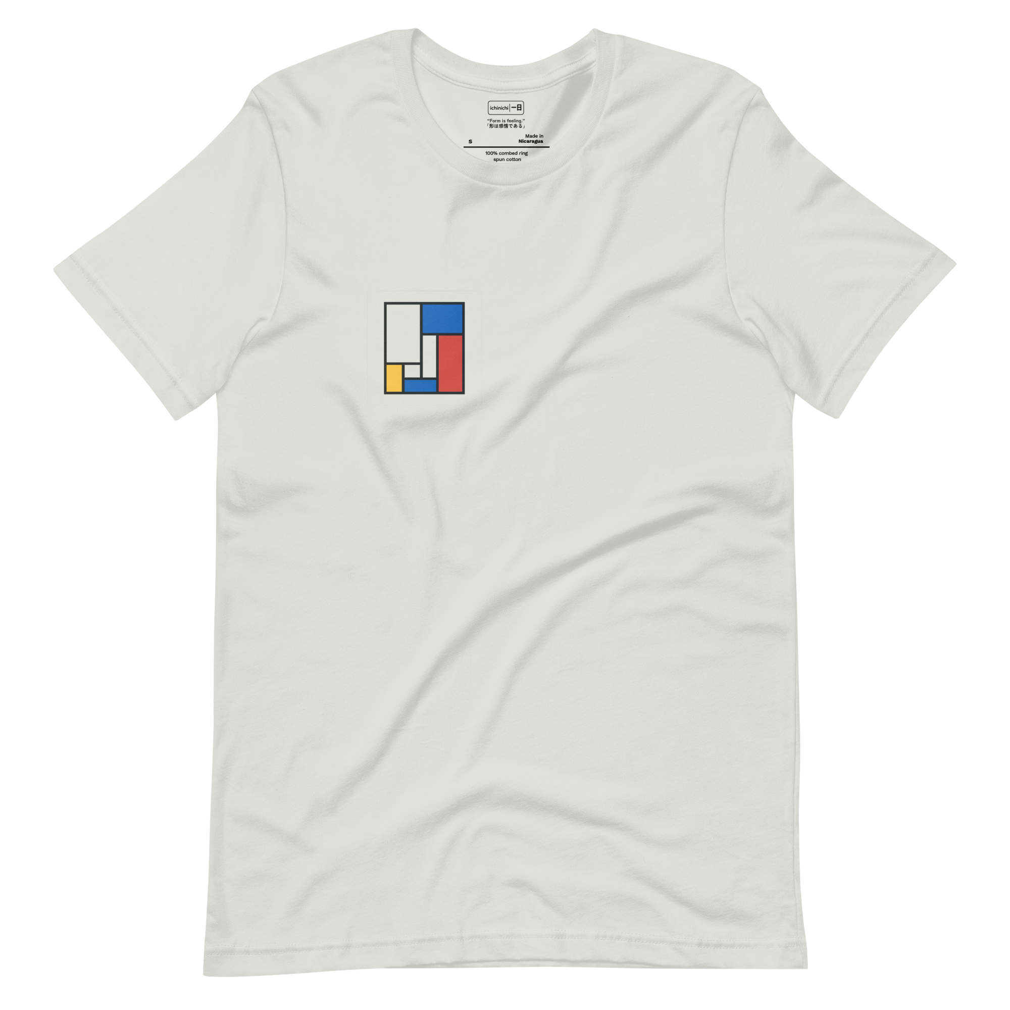 Minimal geometric t-shirt design inspired by Mondrian and I. M. Pei architecture