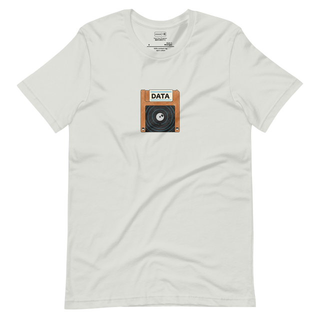 Minimalist illustration of a 3.5-inch floppy disk on a Short Sleeve T-Shirt.