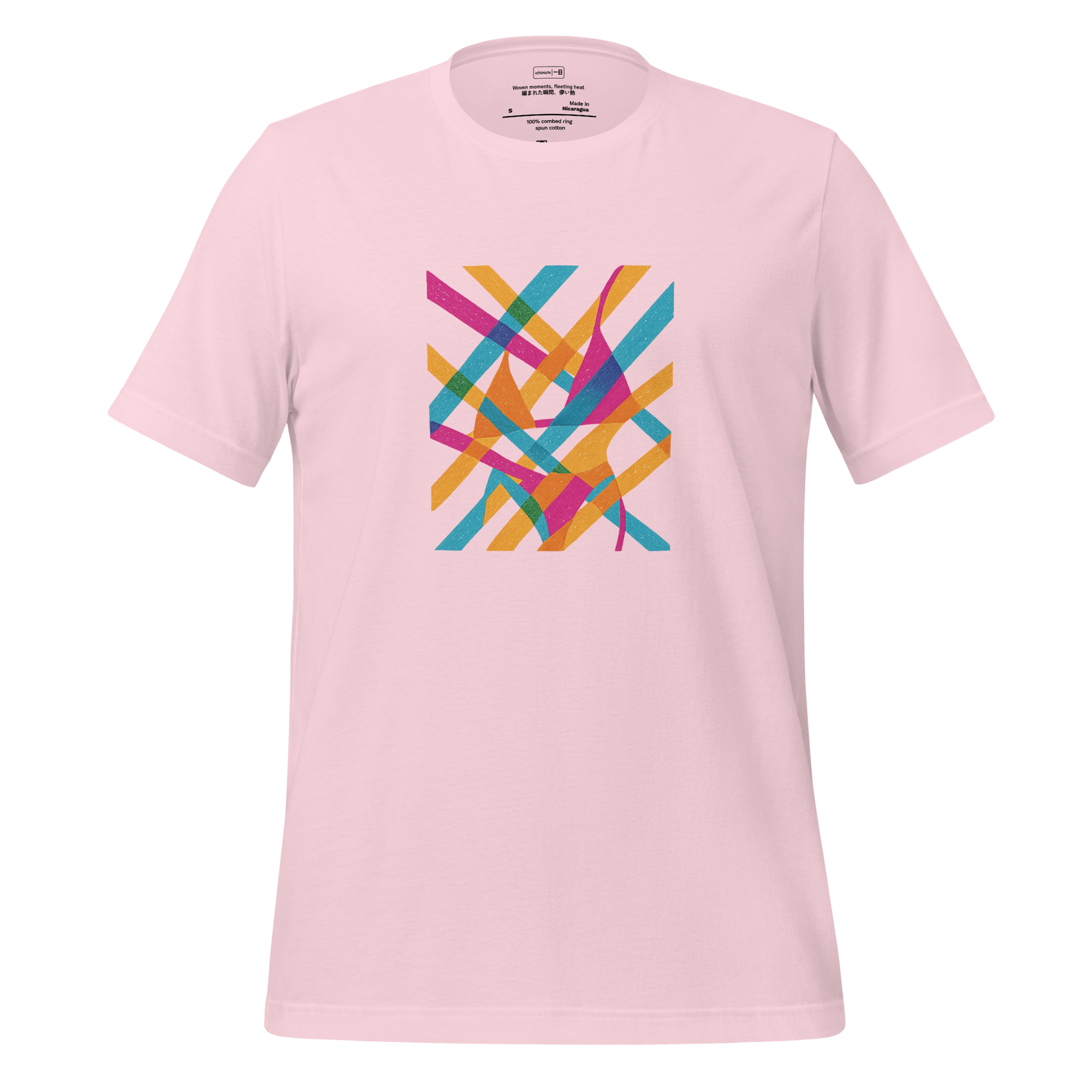 Pink T-Shirt called "Threads of Summer" with a graphic design bikini