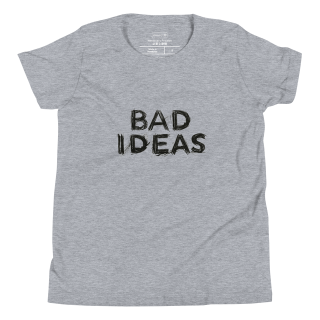 Youth T-Shirt featuring a smudged charcoal sketch exploring the concept of Bad Ideas.