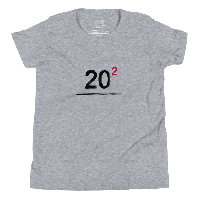 Simple red and black 20 squared math graphic on a Youth Short Sleeve T-Shirt.