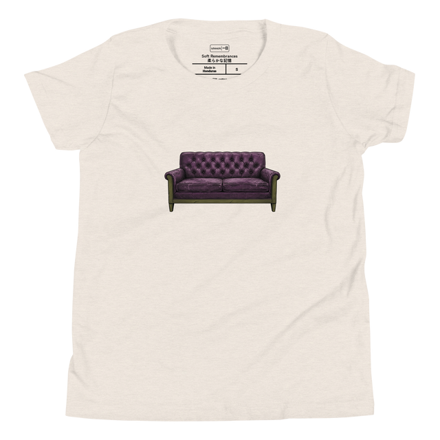 Vintage love seat illustration in a cross-hatch style on a Youth T-Shirt.