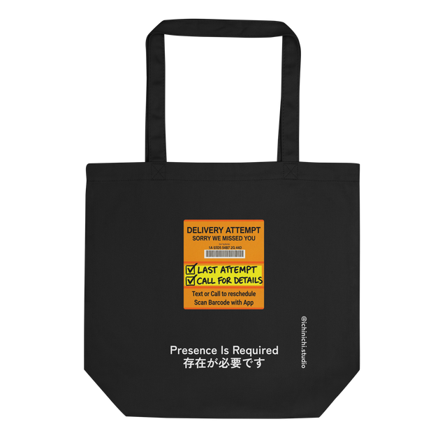 Graphic illustration of a generic delivery door tag on an Eco Tote Bag