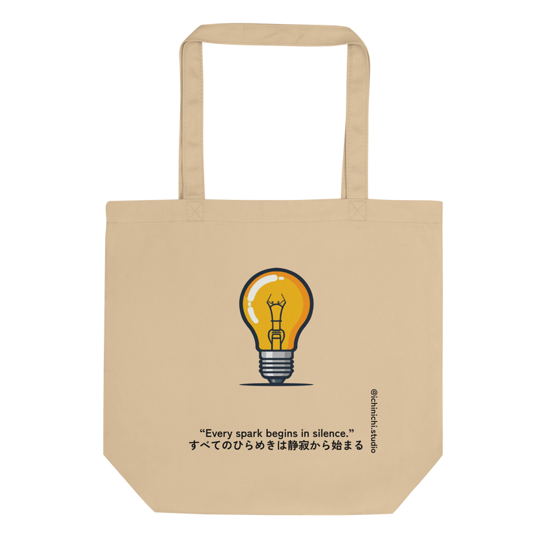 Minimalist line illustration of an old 60-watt lightbulb with visible filament, modern eco Tote Bag design.