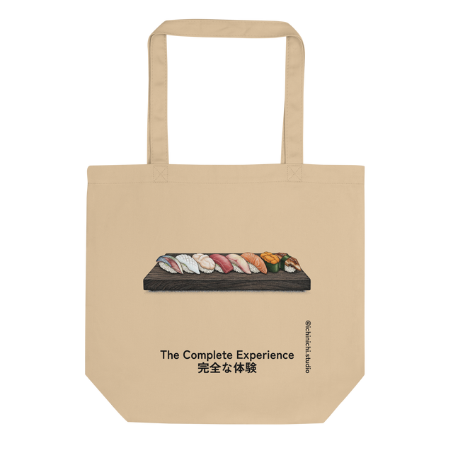 Full eight-piece sushi set illustration in stippling style on an Eco Tote Bag.