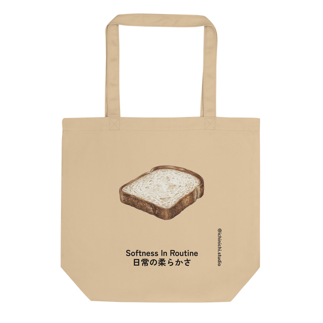 A minimalist hand-drawn color pencil illustration of shokupan on a Tote Bag.