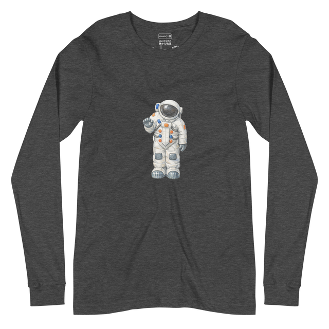 Detailed hand-drawn astronaut suit illustration on a white Long Sleeve T-Shirt.