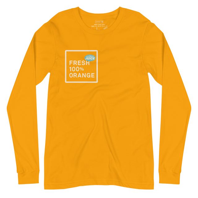 Bold retro "100% Cold Juice" graphic centered on a Long Sleeve T-Shirt.