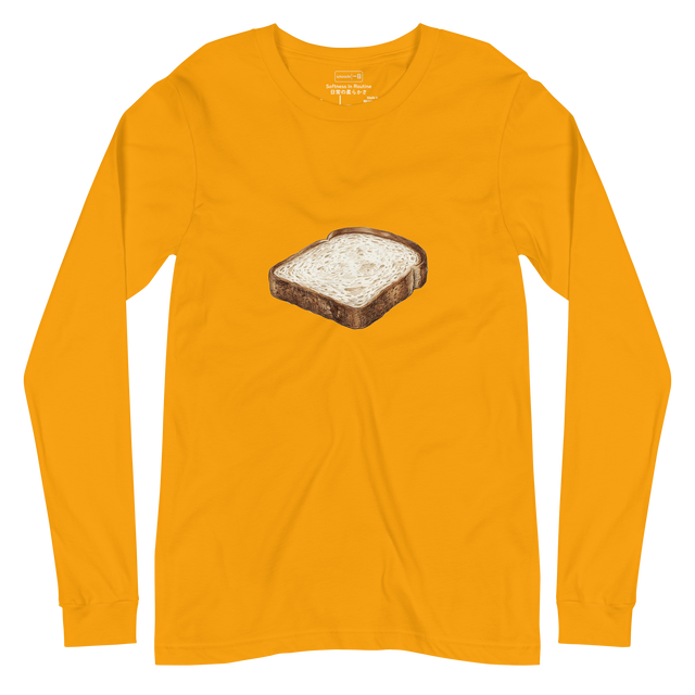 A minimalist hand-drawn color pencil illustration of shokupan on a Long Sleeve T-Shirt.