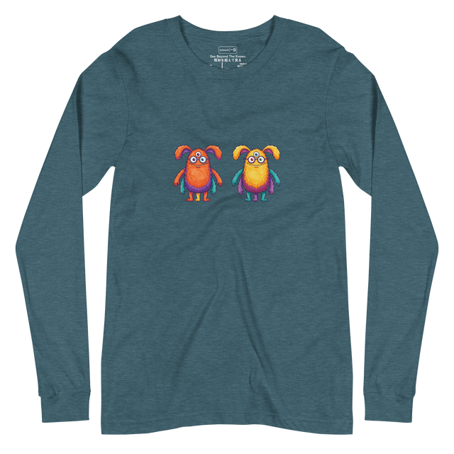 Colorful multi-armed creature with glasses on a Long Sleeve T-Shirt.