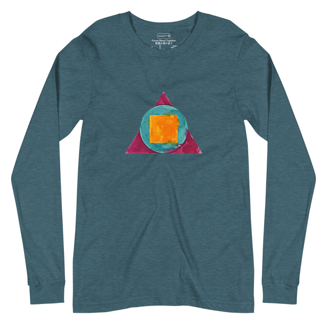 A triangle, circle, and square rendered in bleeding wet paint textures on a Long Sleeve T-Shirt.