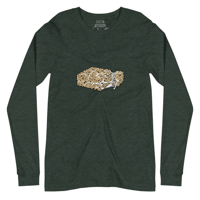 Marker illustration of a crispy rice cereal treat with melting gooey marshmallow on a Long Sleeve T-Shirt.
