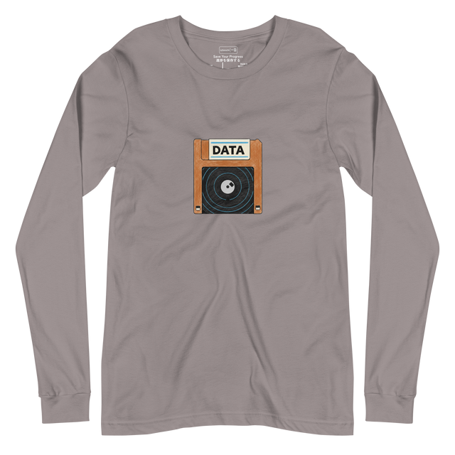 Minimalist illustration of a 3.5-inch floppy disk on a Long Sleeve T-Shirt.