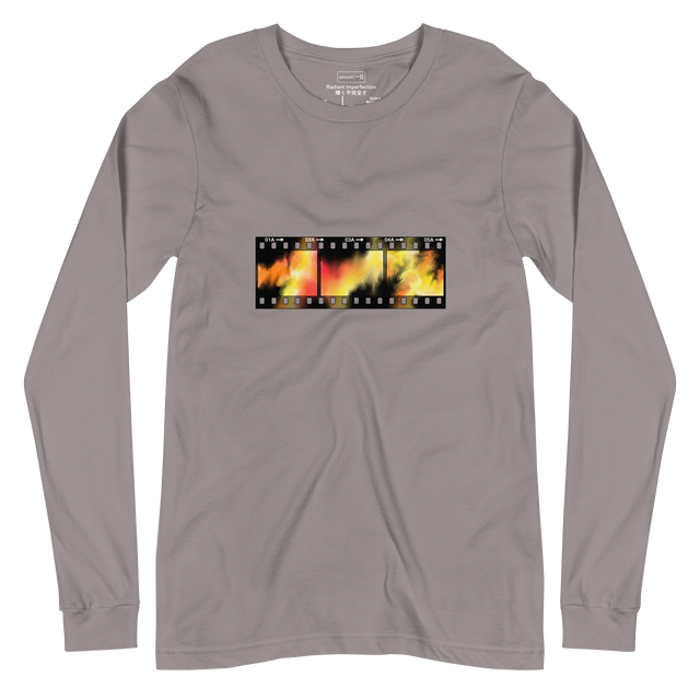 Film Burn graphic on Long Sleeve T-Shirt showcasing saturated marker bleeds.