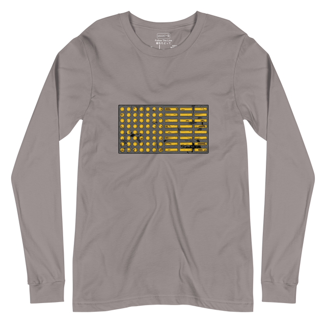 Detailed top-down marker illustration of Tokyo tactile paving on a long sleeve t-shirt.