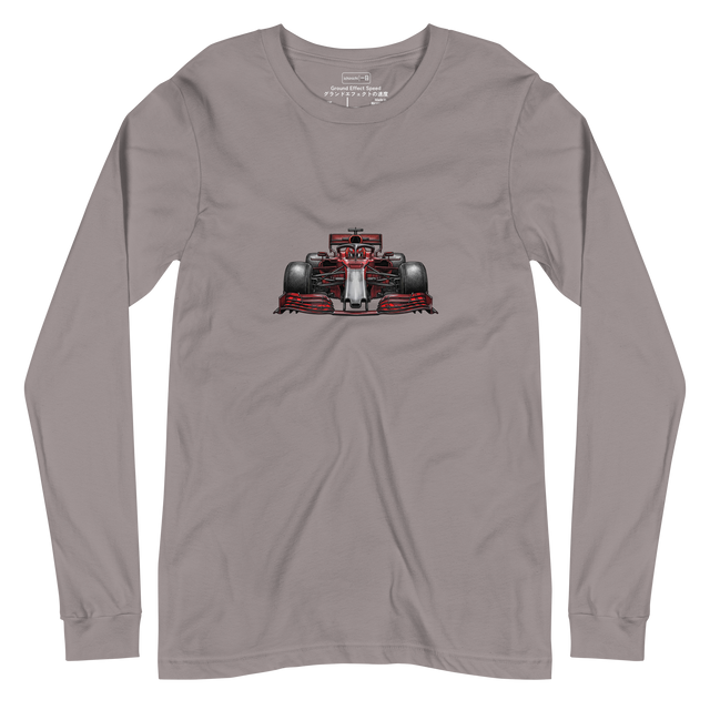 A dynamic cross-hatch ink illustration of an F1 nose cone on a Long Sleeve T-Shirt.