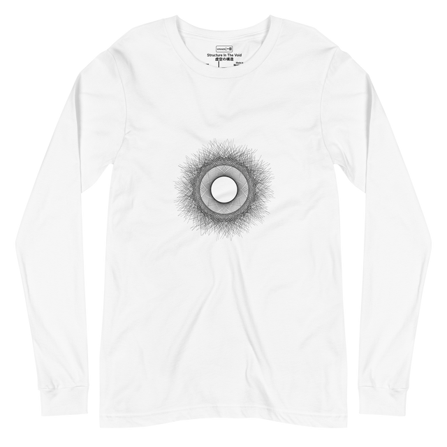 Absolute Tangent sharp architect ink black only overlapping tangents creating an emergent circle on a Long Sleeve T-Shirt.