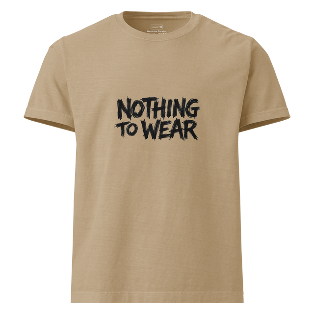 Dynamic bold marker typography Nothing to Wear printed across an Oversize T-Shirt.