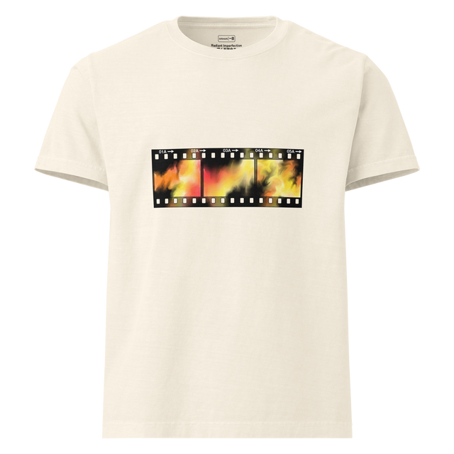 Film Burn graphic on Oversize T-Shirt showcasing saturated marker bleeds.
