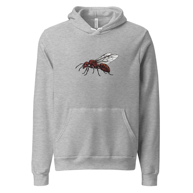 Queen ant stippling design featuring armored textures on a Pullover Hoodie.