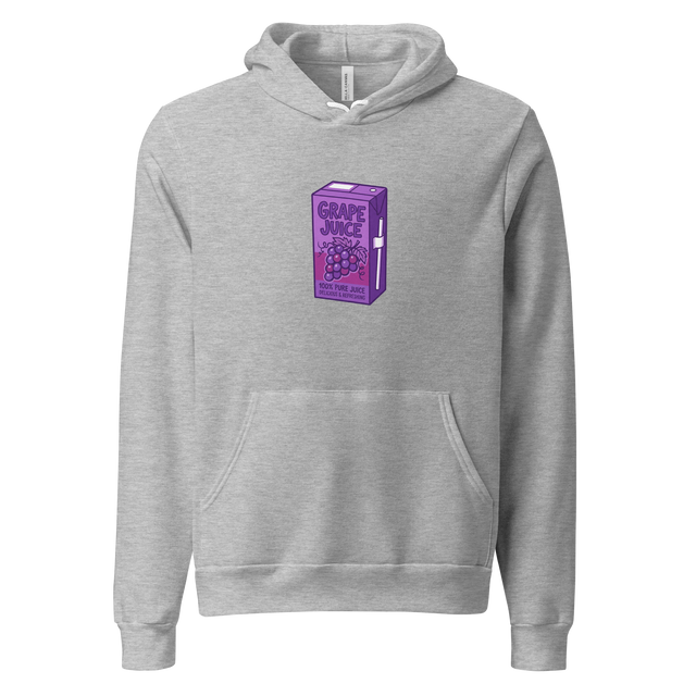 Marker illustration of a purple grape juice carton on a pullover hoodie.