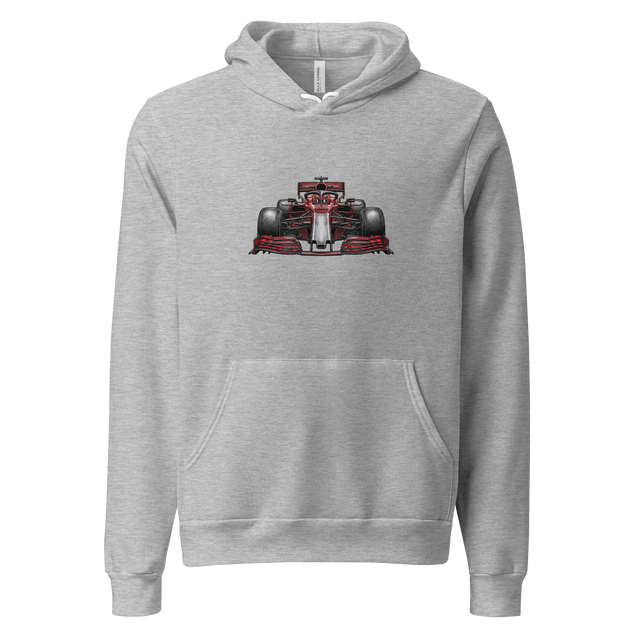 A vibrant ink illustration of an F1 car front wing and nose on a Pullover Hoodie.