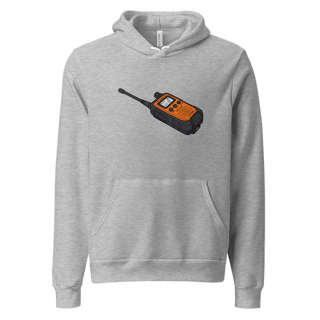 Moderately simple marker illustration of a single walkie-talkie with a long antenna on a Pullover Hoodie