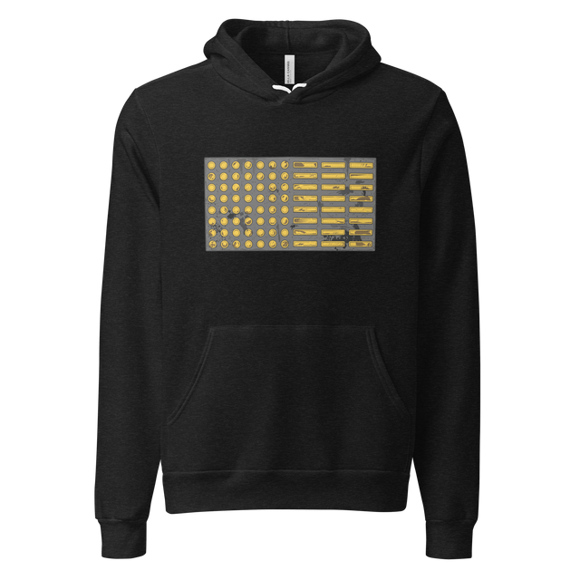 Detailed top-down marker illustration of Tokyo tactile paving on a pullover hoodie.
