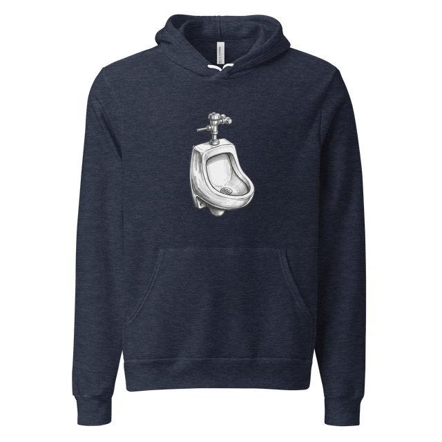 Black and silver marker illustration of a porcelain urinal on a Pullover Hoodie.