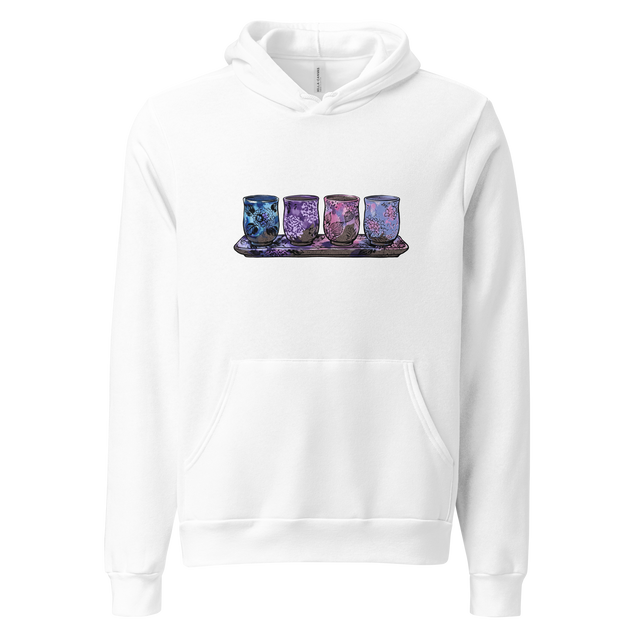 Hydrangea Yunomi ink wash graphic on front of Pullover Hoodie