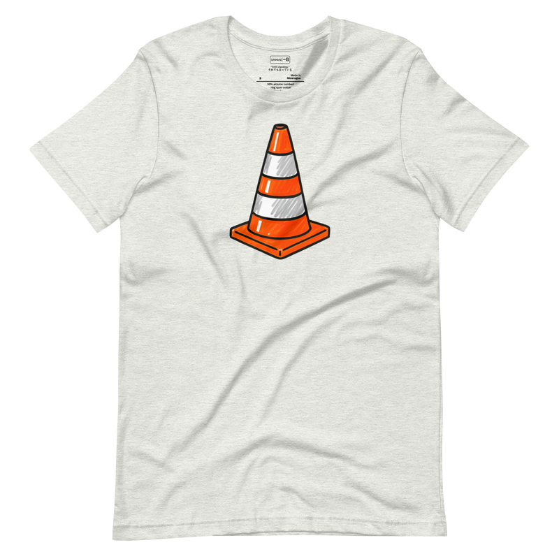 Minimalist illustration of a single orange traffic cone symbolizing calm reliability and balance in motion.