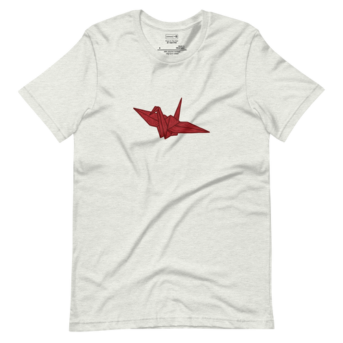 Minimalist geometric illustration of a single paper crane, Short Sleeve T-Shirt.