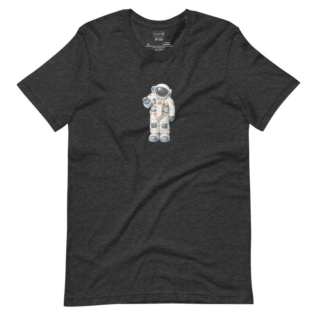 Detailed hand-drawn astronaut suit illustration on a white Short Sleeve T-Shirt.