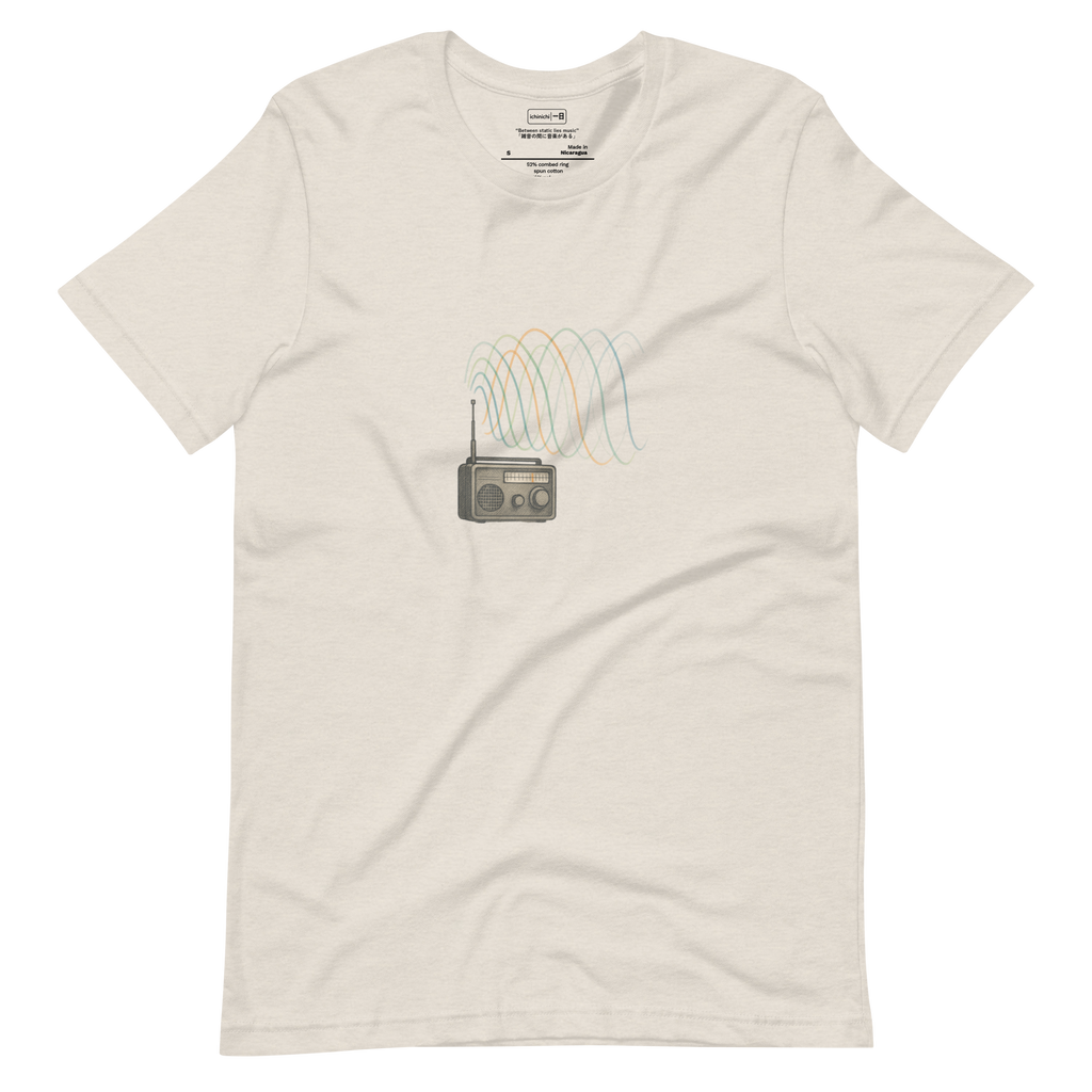 Signal Lost #108 - Hand-drawn vintage shortwave radio with colorful frequency waves and crosshatch details