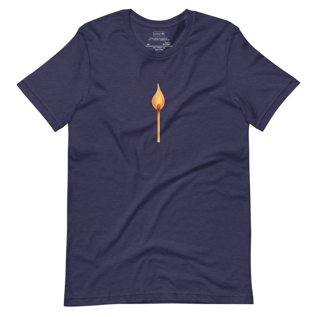 Minimalist match illustration with glowing flame symbolizing spark and energy
